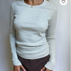 djerf avenue daily long sleeve top ribbed grey melange